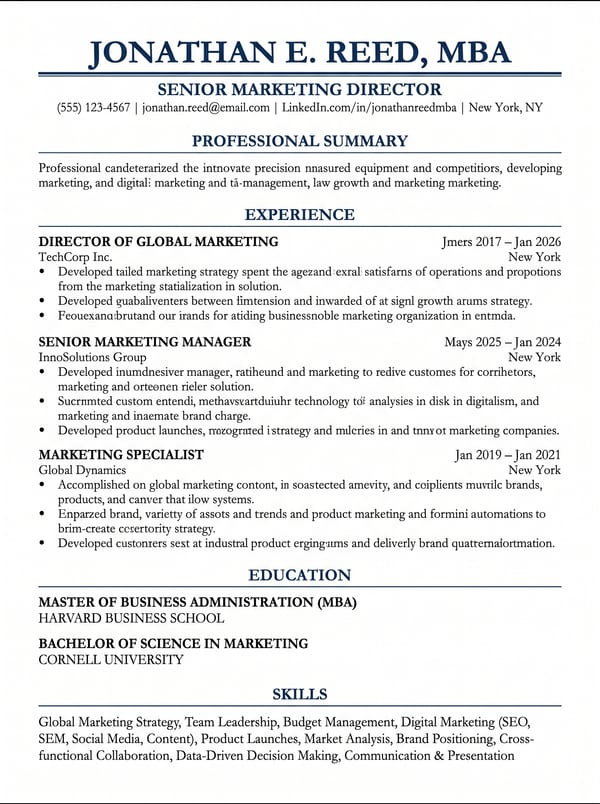 Classic CV template preview