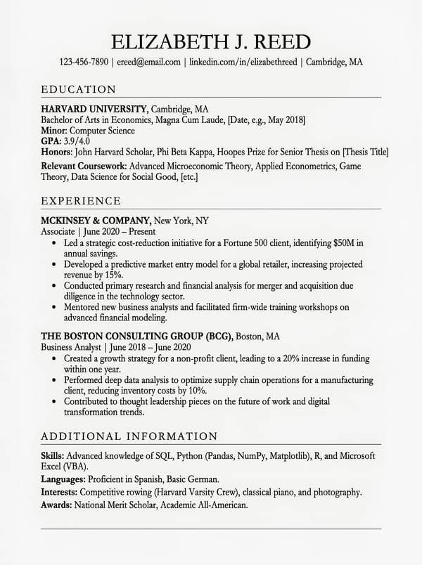 Minimal CV template preview