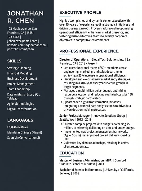 Onyx CV template preview